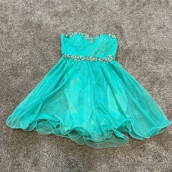 Deb | Dresses | Deb Turquoise Prom Dress With Elegant Design | Poshmark